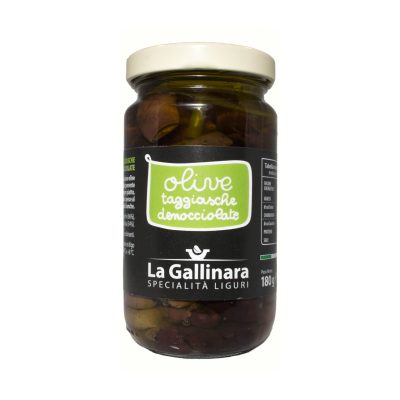 Taggiasca-oliven uten sten i extra virgin olivenolje - 180 g - Gallinara