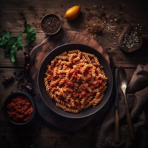 Gavepose Maria - En ekte italiensk rett med pasta Fusilli og pastasaus Napoletana